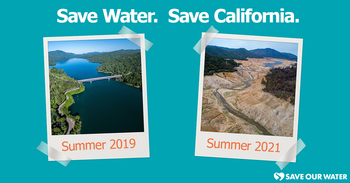 drought photos from 2019 and 2021 part of save our water campaign